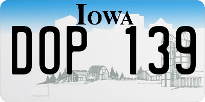 IA license plate DOP139