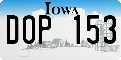 IA license plate DOP153