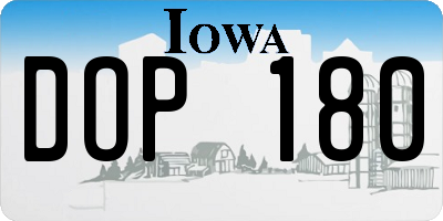 IA license plate DOP180