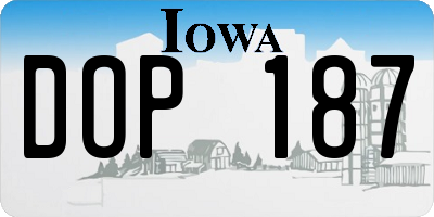 IA license plate DOP187