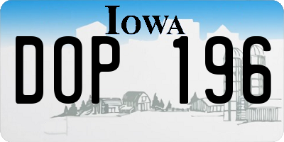 IA license plate DOP196