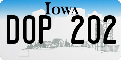IA license plate DOP202