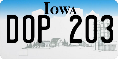 IA license plate DOP203