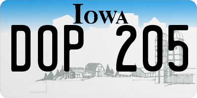 IA license plate DOP205