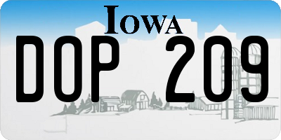IA license plate DOP209