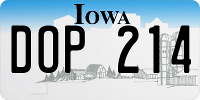 IA license plate DOP214