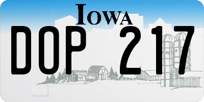 IA license plate DOP217