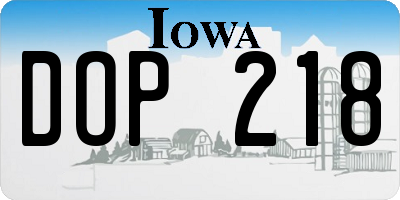 IA license plate DOP218