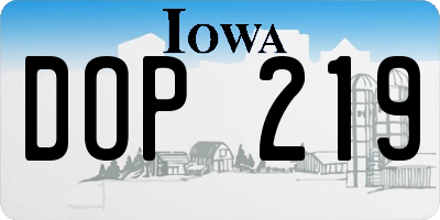 IA license plate DOP219