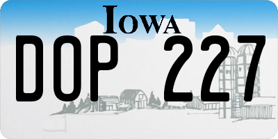 IA license plate DOP227