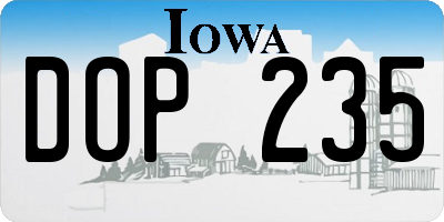 IA license plate DOP235