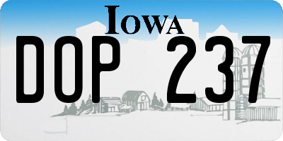 IA license plate DOP237