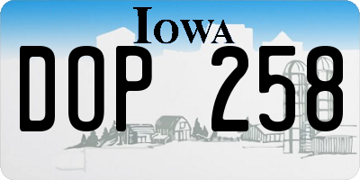 IA license plate DOP258