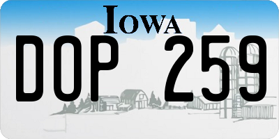 IA license plate DOP259