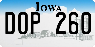 IA license plate DOP260