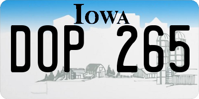 IA license plate DOP265