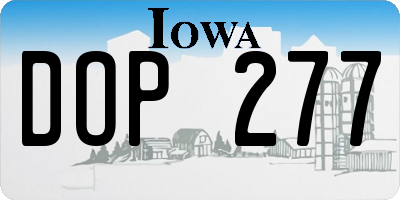 IA license plate DOP277