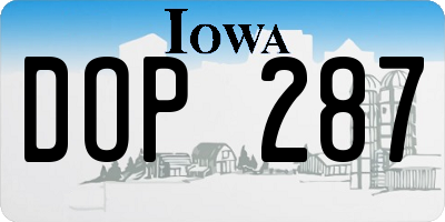 IA license plate DOP287