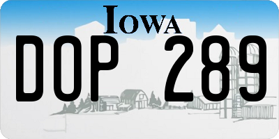 IA license plate DOP289