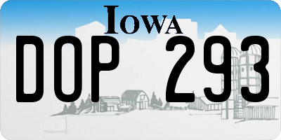 IA license plate DOP293