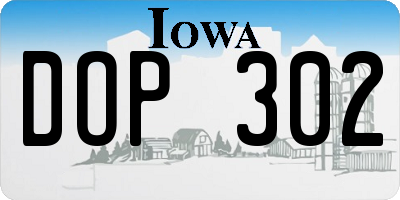 IA license plate DOP302