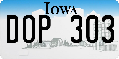 IA license plate DOP303