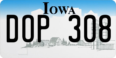IA license plate DOP308