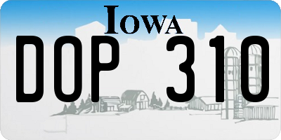 IA license plate DOP310