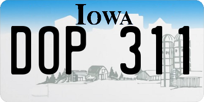 IA license plate DOP311