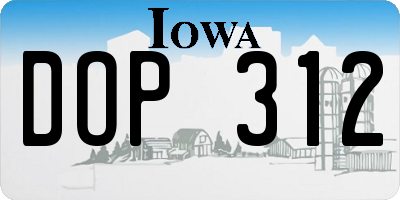 IA license plate DOP312
