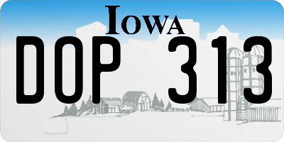 IA license plate DOP313