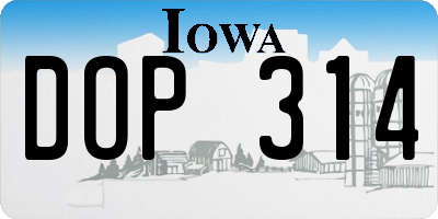 IA license plate DOP314