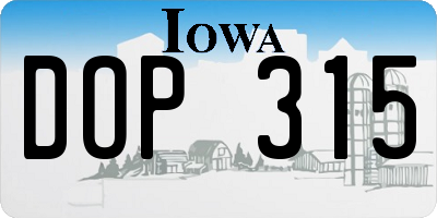 IA license plate DOP315