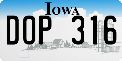 IA license plate DOP316