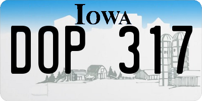 IA license plate DOP317