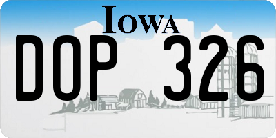 IA license plate DOP326