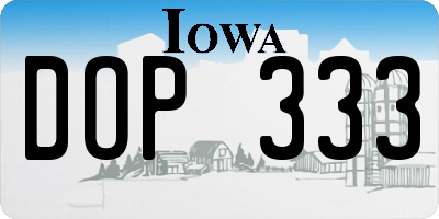 IA license plate DOP333