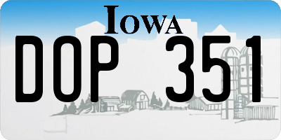 IA license plate DOP351