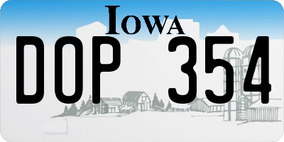 IA license plate DOP354