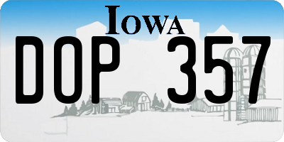 IA license plate DOP357