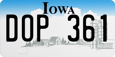 IA license plate DOP361