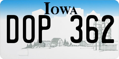 IA license plate DOP362