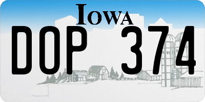 IA license plate DOP374
