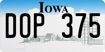 IA license plate DOP375