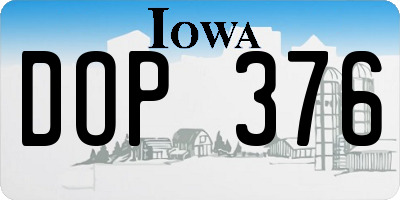 IA license plate DOP376