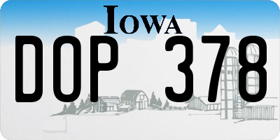 IA license plate DOP378