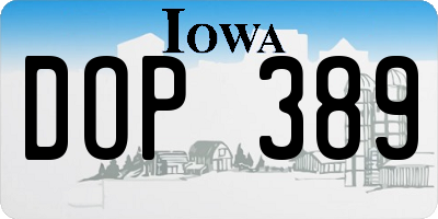 IA license plate DOP389