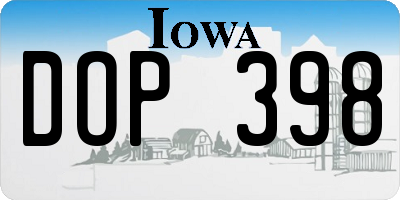 IA license plate DOP398