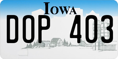 IA license plate DOP403