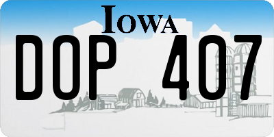 IA license plate DOP407